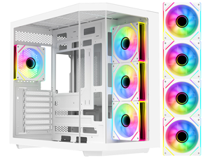 DIYPC ARGB-N3-W White USB3.0/ Type C Tempered Glass E-ATX /ATX Dual Chamber Gaming Computer Case w/ 3 x Tempered Glass Panel and 4 x ARGB PWM Fans (Pre-Installed). DIYPC ARGB-N3-W White USB3.0/ Type C Tempered Glass E-ATX /ATX Dual Chamber Gaming Computer Case w/ 3 x Tempered Glass Panel and 4 x ARGB PWM Fans (Pre-Installed).