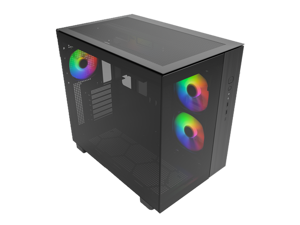 MONTECH KING 65 PRO ATX Mid Tower Gaming PC Case, Dual Chamber, High Airflow Mesh Panels, Supports RTX 40 Series, 3 Pre-Installed ARGB Fans, Tool-Free Access, Tinted Glass - Black