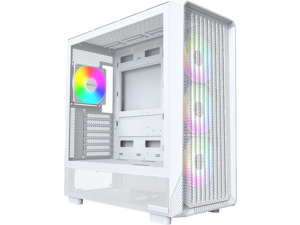 MONTECH X5- ATX Mid-Tower Gaming PC Case, High Airflow, 3x 140mm and 1x 120mm ARGB Fans Pre-installed, Glass Side Panel, Carbon Print Accents, GPU Holder Included, White MONTECH X5- ATX Mid-Tower Gaming PC Case, High Airflow, 3x 140mm and 1x 120mm ARGB Fans Pre-installed, Glass Side Panel, Carbon Print Accents, GPU Holder Included, White