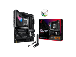 ASUS ROG STRIX X870E-E GAMING WIFI AMD AM5 X870 ATX motherboard 18+2+2 power stages, Dynamic OC Switcher, Core Flex, DDR5 AEMP, WiFi 7, 5x M.2, PCIe 5.0, Q-Release Slim, USB4, AI OCing & Networking