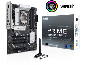 ASUS PRIME B860-PLUS WIFI B860 LGA 1851 ATX motherboard, Intel Core Ultra Series 2 Ready, Advanced AI PC-ready, 8+1+1+1 stages, DDR5, PCIe 5.0, HDMI, USB 20Gbps Type-C, 2 x M.2, WiFi 6E, 2.5Gb LAN