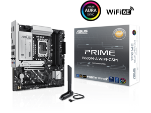 ASUS PRIME B860M-A WIFI-CSM B860 LGA 1851 mATX motherboard, Intel® Core™ Ultra Series 2 Ready, Advanced AI PC-ready, 7+1+1+1 stage, DDR5, PCIe 5.0 x16, HDMI, USB 20Gbps Type-C®, 2x M.2, WiFi 6E, 2.5Gb