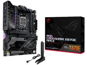 ASUS ROG CROSSHAIR X870E APEX AMD X870E AM5 ATX motherboard, Advanced AI PC-ready, 18+2+2 stages, DDR5, ROG Memory Fan, ROG DIMM.2 Card, Wi-Fi 7, 5G LAN, 3x M.2, PCIe® 5.0, USB4® , USB Type-C®, AI OC