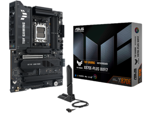ASUS TUF GAMING X870E-PLUS WIFI7 AMD X870E ATX Motherboard with 16+2+1 80A Power Stages, DDR5 Support with AEMP, PCIe 5.0 x16 with PCIe Slot Q-Release Slim, Four M.2 Slots, WiFi 7 with ASUS Q-Antenna