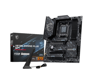 MSI X870E GAMING PLUS WIFI AM5 AMD X870E SATA 6GB/S 5G LAN DDR5 M.2 Wi-Fi 7 include USB 40G port ATX Motherboard MSI X870E GAMING PLUS WIFI AM5 AMD X870E SATA 6GB/S 5G LAN DDR5 M.2 Wi-Fi 7 include USB 40G port ATX Motherboard