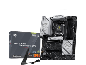 MSI MAG X870E GAMING MAX WIFI Motherboard, ATX - Supports AMD Ryzen 9000 / 8000 / 7000 Processors, AM5 - DDR5 Memory Boost (up to 8200+ MT/s OC), PCIe 5.0 x16, M.2 Gen5, Wi-Fi 7, 5G LAN MSI MAG X870E GAMING MAX WIFI Motherboard, ATX - Supports AMD Ryzen 9000 / 8000 / 7000 Processors, AM5 - DDR5 Memory Boost (up to 8200+ MT/s OC), PCIe 5.0 x16, M.2 Gen5, Wi-Fi 7, 5G LAN