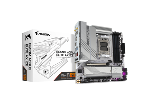 GIGABYTE B650M AORUS ELITE AX ICE AM5 LGA 1718 AMD B650 M-ATX Motherboard, DDR5, 2x M.2, PCIe 5.0, USB 3.2 Gen2X2 Type-C, 2.5GbE LAN, Q-Flash Plus, EZ-Latch