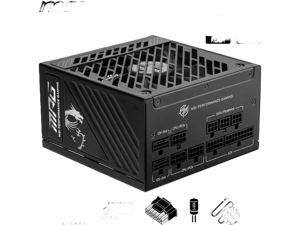 MSI - MPG A1000GS PCIE5, 80+ Gold Full Modular Gaming PSU, Dual 12V-2x6 Cables, 5090 5080 ATX 3.1 & PCIe 5.1 Ready. Embossed Jacket Cables. 1000W Power Supply, 10 Year Warranty
