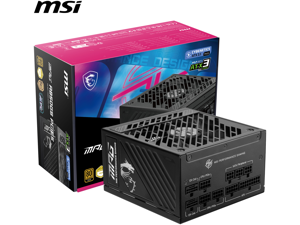 MSI - MPG A1000GS PCIE5, 80+ Gold Full Modular Gaming PSU, Dual 12V-2x6 Cables, 5090 5080 ATX 3.1 & PCIe 5.1 Ready. Embossed Jacket Cables. 1000W Power Supply, 10 Year Warranty