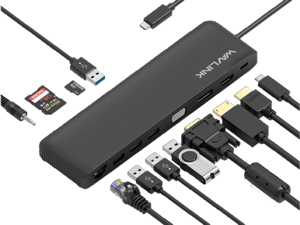 Wavlink Triple Display USB C Docking Station With DP & HDMI &VGA, 85W PC Charging, USB 3.0 & 2.0 Ports, SD TF Card Reader, Gigabit Ethernet, Audio For Dell XPS 13/15,Lenovo Yoga,MacBook Pro, etc