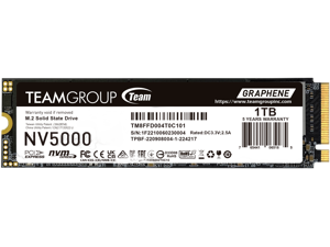 Team Group NV5000 M.2 2280 1TB PCIe 4.0 x4 with NVMe Internal Solid State Drive (SSD) TM8FGM001T0C101 Team Group NV5000 M.2 2280 1TB PCIe 4.0 x4 with NVMe Internal Solid State Drive (SSD) TM8FGM001T0C101