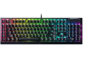 Razer BlackWidow V4 X Full Size Mechanical Gaming Keyboard - Yellow Switches (Linear and Silent), 6 Macro Keys, Chroma RGB, Doubleshot ABS Keycaps, Roller & Media Keys, Snap Tap - Black