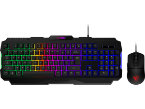 MSI Forge GK100 Combo – Gaming RGB Keyboard & Mouse Set, 19-Key Anti-Ghosting, 6400 DPI Optical Sensor, 6-Mode RGB, up to 6,400 DPI, Black