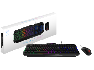 MSI Forge GK100 Combo – Gaming RGB Keyboard & Mouse Set, 19-Key Anti-Ghosting, 6400 DPI Optical Sensor, 6-Mode RGB, up to 6,400 DPI, Black MSI Forge GK100 Combo – Gaming RGB Keyboard & Mouse Set, 19-Key Anti-Ghosting, 6400 DPI Optical Sensor, 6-Mode RGB, up to 6,400 DPI, Black
