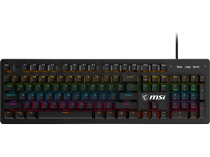 MSI FORGE GK300 Gaming Keyboard - Clicky Blue Mechanical Switches, 9-Mode RGB, Ergonomic Keycaps - Black