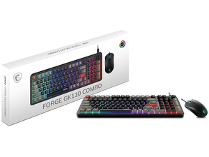 MSI Forge GK110 Gaming Keyboard & GM320 Mouse Combo, Wired Membrane Keyboard with Volume Knob, 26-Key Anti-Ghosting, 12800 DPI Optical Mouse, RGB Backlit, for PC Gaming & Office MSI Forge GK110 Gaming Keyboard & GM320 Mouse Combo, Wired Membrane Keyboard with Volume Knob, 26-Key Anti-Ghosting, 12800 DPI Optical Mouse, RGB Backlit, for PC Gaming & Office