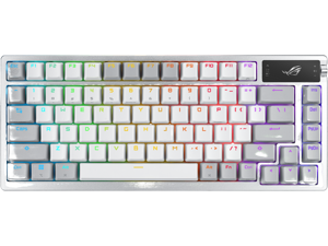 ASUS ROG Azoth 75 Wireless DIY Custom Gaming Keyboard, OLED display, Gasket-Mount, Three-Layer Dampening, Hot-Swappable Pre-lubed ROG NX Storm Switches & Keyboard Stabilizers, PBT Keycaps, RGB - White