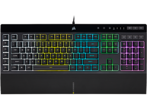 Corsair K55 RGB PRO Membrane Wired Gaming Keyboard – IP42 Dust and Spill-Resistant, 6 Macro Keys w/ Elgato Integration, iCUE Compatible – Black