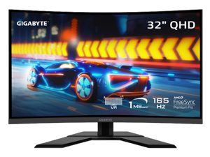 GIGABYTE - G32QC Advanced - 32" VA Curved Gaming Monitor - QHD 2560x1440 - 165Hz - 1ms MPRT - AMD FreeSync Premium Pro - HDMI, DP, USB-A - Height Adjustable - Black