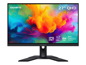 GIGABYTE - M27Q X - 27" IPS Gaming Monitor - QHD 2560x1440 - 240Hz - 1ms GTG - AMD FreeSync Premium - Type C KVM - HDMI, DP, Type C - Height Adjustable - Black