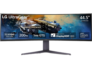 LG UltraGear 45" DQHD 2K 1440P 200Hz with AMD FreeSync Premium Pro, 1ms HDR600 Curved Gaming Computer Monitor with Height Adjustable, Swivel, Pivot & Tilt stand 45GR65DC-B LG UltraGear 45" DQHD 2K 1440P 200Hz with AMD FreeSync Premium Pro, 1ms HDR600 Curved Gaming Computer Monitor with Height Adjustable, Swivel, Pivot & Tilt stand 45GR65DC-B