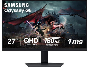 SAMSUNG 27" 180 Hz Fast IPS QHD(2560 x 1440) Gaming Monitor Nvidia G-Sync Compatible sRGB 99% Odyssey G50D LS27DG500ENXZA