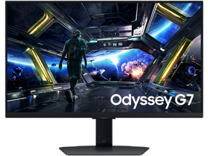 Samsung 27" Odyssey G7 (G70D) 4K UHD IPS 144Hz 1ms(GtG) Smart Gaming Monitor, G-Sync Compatible, AMD Freesync Premium, Vivid Colors, Adjustable Stand, Black Equalizer, LS27DG702ENXZA