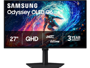 SAMSUNG Odyssey G6 27 inch QHD 2K 1440P 240Hz AMD FreeSync Premium HDR10 OLED Gaming Computer Monitor with Height Adjustable, Swivel, Pivot & Tilt Stand LS27HG612SNXZA SAMSUNG Odyssey G6 27 inch QHD 2K 1440P 240Hz AMD FreeSync Premium HDR10 OLED Gaming Computer Monitor with Height Adjustable, Swivel, Pivot & Tilt Stand LS27HG612SNXZA