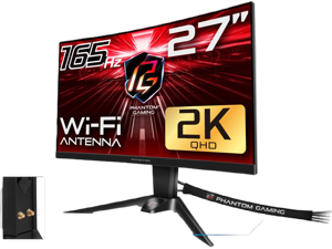 ASRock Phantom PG27Q15R2A 27" QHD 2560 x 1440 (2K) 165 Hz (144Hz and higher) Wi-Fi Antenna FreeSync Premium (AMD Adaptive Sync) Built-in Speakers Curved Gaming Monitor