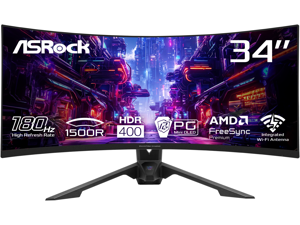 ASRock Phantom Gaming 34" 180 Hz VA WQHD Gaming Monitor FreeSync Premium (AMD Adaptive Sync) 123% sRGB / 94% DCI-P3 PG34QRT3A