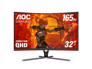 AOC 31.5" 165 Hz (DisplayPort 1.4), 144 Hz (HDMI 2.0) VA QHD Gaming Monitor FreeSync Premium (AMD Adaptive Sync) NTSC 102% (CIE1976) / sRGB 123% (CIE1931) / DCI-P3 93% (CIE1976) HDMI, DisplayPort, Aud