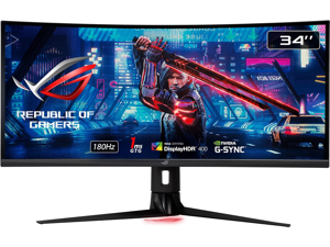 ASUS ROG Strix 34" XG349C UWQHD 3440 x 1440 180Hz (OC) 1ms (GTG) Extreme Low Motion Blur Sync, 135% sRGB, G-Sync Compatible, DisplayHDR 400, USB-C, DisplayPort, HDMI Gaming Monitor