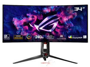 ASUS 34" 240 Hz OLED UWQHD Curved Gaming Monitor NVIDIA G-Sync 3440 x 1440 (2K) DCI-P3 99% sRGB 135% ROG Swift OLED PG34WCDM