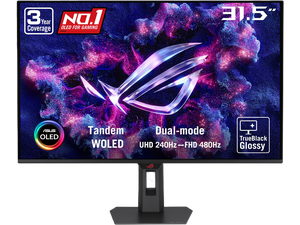 ASUS ROG Strix OLED 32" 4K TrueBlack Glossy Tandem WOLED Gaming Monitor (XG32UQWMS) - Dual Mode (4K@240Hz, FHD@480Hz), 0.03ms, G-SYNC Compatible ASUS ROG Strix OLED 32" 4K TrueBlack Glossy Tandem WOLED Gaming Monitor (XG32UQWMS) - Dual Mode (4K@240Hz, FHD@480Hz), 0.03ms, G-SYNC Compatible