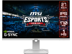 MSI Optix G274RW 27" 16:9 Gaming Monitor White, 170Hz 1ms, 1920 x 1080 (FHD), G-Sync Compatible, Height Adjustable Arm, RGB LED