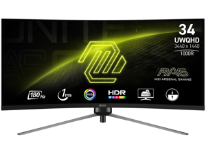 MSI MAG345CQR UWQHD(3440x1440) 34" 180Hz VA Curved Gaming Monitor w/ AMD FreeSync Premium, Dual HDMI, DisplayPort, Black
