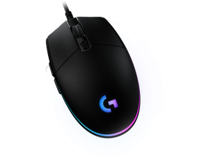 Logitech G203 Wired Gaming Mouse, 8,000 DPI, Rainbow Optical Effect LIGHTSYNC RGB, 6 Programmable Buttons, On-Board Memory, Screen Mapping, PC/Mac Computer and Laptop Compatible - Black
