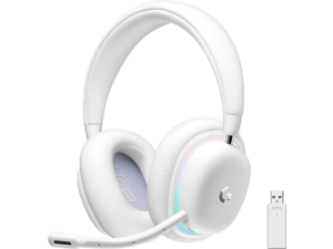 Logitech G735 Wireless Gaming Headset, Customizable LIGHTSYNC RGB Lighting, Lightspeed, Bluetooth, 3.5 MM Aux Compatible with PC, Mobile Devices, Detachable Mic - White Mist
