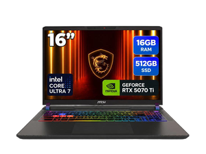 MSI Vector 16 HX AI 16 144Hz FHD+ Gaming Laptop: Intel Core Ultra 7-255HX, NVIDIA Geforce RTX 5070Ti, 16GB DDR5, 512GB NVMe SSD, Thunderbolt 5, Wi-Fi 6E, Win 11 Home: Cosmo Gray A2XWHG-212US MSI Vector 16 HX AI 16 144Hz FHD+ Gaming Laptop: Intel Core Ultra 7-255HX, NVIDIA Geforce RTX 5070Ti, 16GB DDR5, 512GB NVMe SSD, Thunderbolt 5, Wi-Fi 6E, Win 11 Home: Cosmo Gray A2XWHG-212US