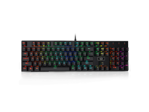 Redragon K556 RGB LED Backlit Wired Mechanical Gaming Keyboard, Aluminum Base, 104 Standard Keys Linear & Quiet Red Switches Redragon K556 RGB LED Backlit Wired Mechanical Gaming Keyboard, Aluminum Base, 104 Standard Keys Linear & Quiet Red Switches