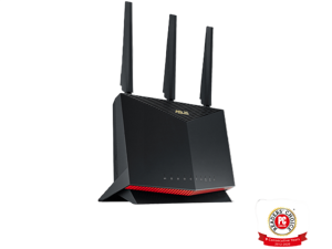 ASUS RT-AX86U AX5700 Dual Band WiFi 6 Gaming Router, WiFi 6 802.11ax, Mobile Game Mode, Lifetime Free Internet Security, Mesh WiFi support, 2.5G Port, Gaming Port, Adaptive QoS, Port Forwarding ASUS RT-AX86U AX5700 Dual Band WiFi 6 Gaming Router, WiFi 6 802.11ax, Mobile Game Mode, Lifetime Free Internet Security, Mesh WiFi support, 2.5G Port, Gaming Port, Adaptive QoS, Port Forwarding