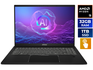 MSI Summit A16 AI+ 16" Touchscreen Copilot+ PC Laptop AMD Ryzen AI 9 365 32GB LPDDR5X RAM 1TB SSD Win 11 Pro with MSI Pen (A3HMTG-014US)