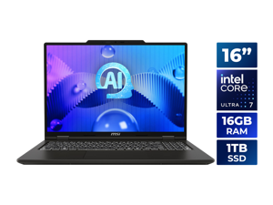 MSI 16" Venture 16 AI 2K 120Hz OLED Laptop, Intel Core Ultra 7 155H, Intel Arc Graphics, 16GB DDR5, 1TB NVMe SSD, Windows 11 Home (Venture 16 AI A1MG-030CA) MSI 16" Venture 16 AI 2K 120Hz OLED Laptop, Intel Core Ultra 7 155H, Intel Arc Graphics, 16GB DDR5, 1TB NVMe SSD, Windows 11 Home (Venture 16 AI A1MG-030CA)
