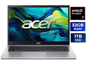 Acer Aspire Go 15 15.6" AMD Ryzen 7 5825U Laptop 32GB DDR4 Memory 1TB PCIe Gen4 SSD, Windows 11 Home AG15-42P-R1R7