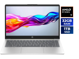 HP 14" HD Laptop AMD Ryzen 7 7730U 32GB Memory 1 TB NVMe SSD Windows 11 Home AMD Radeon Graphics