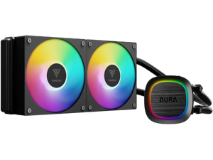 GAMDIAS AURA GL240 V2 240mm AIO Liquid CPU Cooler, Rotatable Pump Cover, 2 x 120mm Hidden Cable ARGB PWM Fans, Daisy-Chained, Support Low-Noise PWM & ARGB Sync, Intel LGA 1851/1700, AMD AM5/AM4 GAMDIAS AURA GL240 V2 240mm AIO Liquid CPU Cooler, Rotatable Pump Cover, 2 x 120mm Hidden Cable ARGB PWM Fans, Daisy-Chained, Support Low-Noise PWM & ARGB Sync, Intel LGA 1851/1700, AMD AM5/AM4