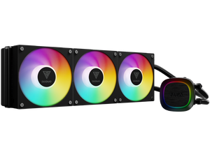 GAMDIAS Aura GLV2 360mm AIO Liquid CPU Cooler, Rotatable Performance 10-Pole Pump, 3 x 120mm Daisy-chained Hidden Cable Fans, Low-Noise PWM & ARGB Sync Ready, Intel LGA 1851/1700; AMD AM5/AM4 GAMDIAS Aura GLV2 360mm AIO Liquid CPU Cooler, Rotatable Performance 10-Pole Pump, 3 x 120mm Daisy-chained Hidden Cable Fans, Low-Noise PWM & ARGB Sync Ready, Intel LGA 1851/1700; AMD AM5/AM4