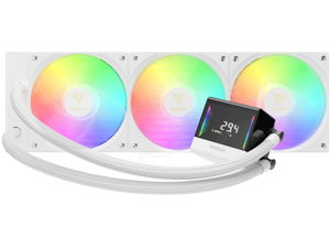 GAMDIAS CHIONE E4 360mm V2 AIO CPU Cooler & ARGB Liquid Cooler with Digital Display, 2600 RPM Pump, Clean Cable Design, 3X 120mm PWM Fan with MOBO Sync, Intel LGA 1700/1200, AMD AM5/AM4 - White GAMDIAS CHIONE E4 360mm V2 AIO CPU Cooler & ARGB Liquid Cooler with Digital Display, 2600 RPM Pump, Clean Cable Design, 3X 120mm PWM Fan with MOBO Sync, Intel LGA 1700/1200, AMD AM5/AM4 - White
