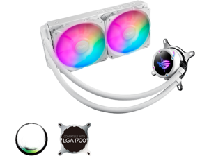 ASUS ROG Strix LC II 240 ARGB White Edition All-in-one AIO Liquid CPU Cooler 240mm Radiator, Intel LGA1700, 115x/2066 and AMD AM4/TR4 Support, 2X 120mm 4-pin PWM Addressable RGB Radiator Fans
