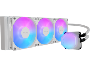 COOLER MASTER 360 Elite Liquid White AIO CPU Liquid Cooler, R9|Ultra 7, Ceramic Bearing Pump, Translucent a RGB Cover, 360 Radiator, PWM Fans, Ryzen AM5|4, LGA 1851|1700 Platform (ELW-D36M-A21DA-RW)